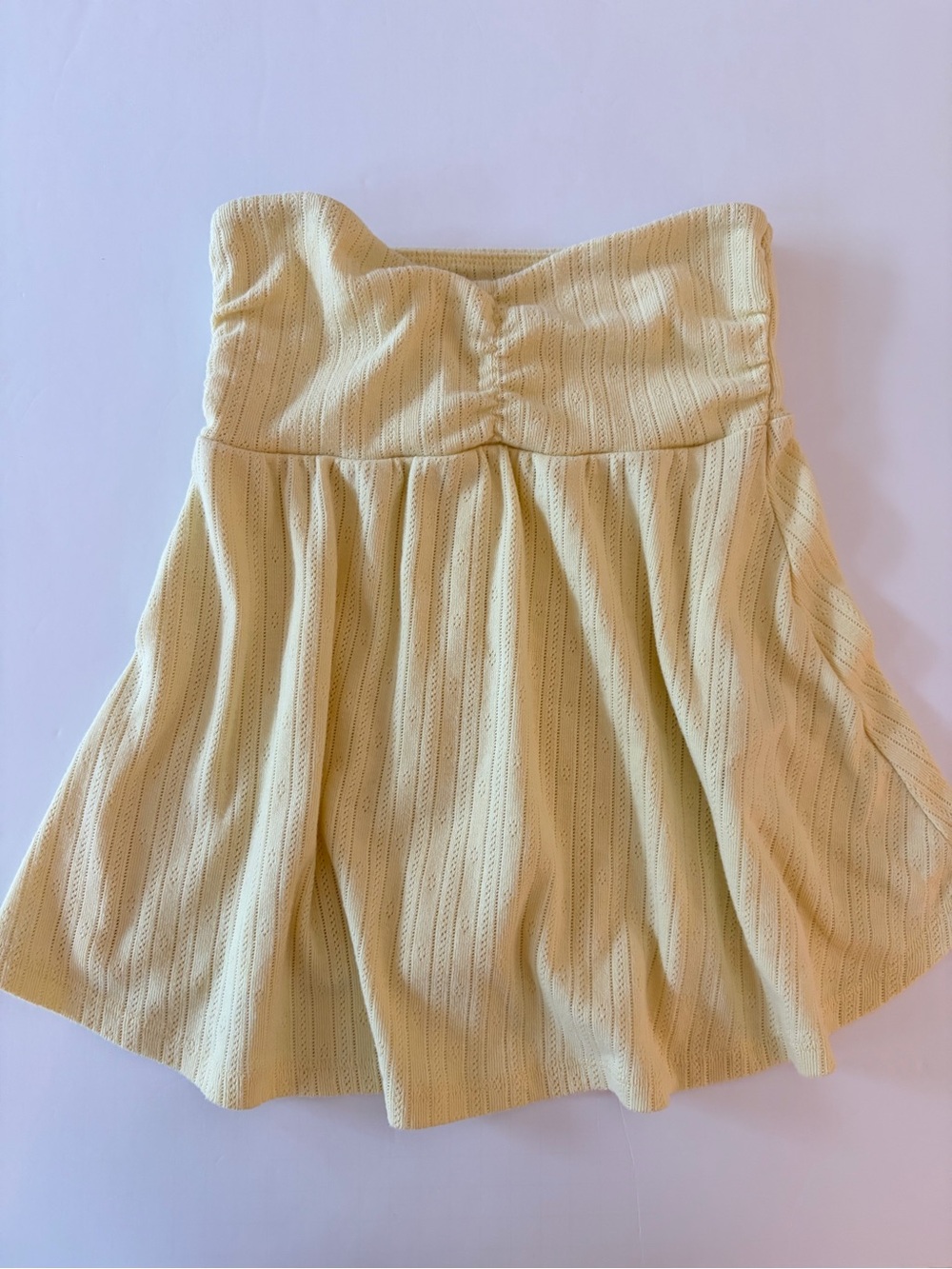 Hollister Women's Easy Strapless Yellow Pointelle Babydoll Top Size XS